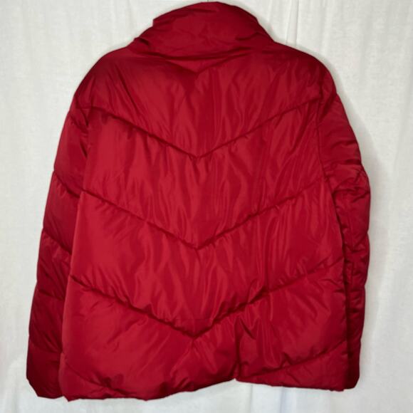 Maurices Red Snap Front Puffer Jacket Quilted Lined‎ Size Large Warm Cozy - Picture 4 of 11